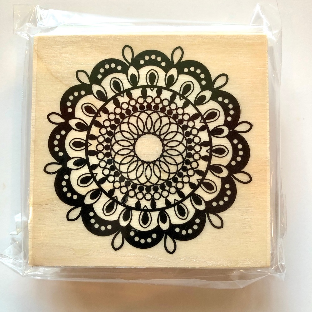 MICHAELS Floral Mandala Wood Block Rubber Stamp Songs of Spring, NEW IN PACKAGE!